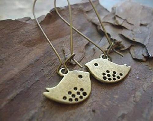 ✿ Orecchini Bronze Pieps con ganci lunghi ✿ vintage passero di...
