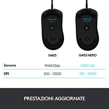 Carica l&#39;immagine nel visualizzatore di Gallery, Logitech G403 HERO 16K, mouse gaming, LIGHTSYNC RGB, leggero 87 g + 10 g...