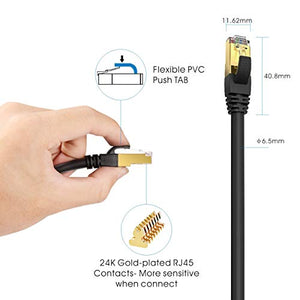 Veetop Cavo Ethernet LAN Cat 8 RJ45 per Rete Alta velocità 40 Gbps / 1m nero