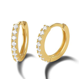 Orecchini a Cerchio Donna in Argento Sterling 925 Placcato Oro con Bianca