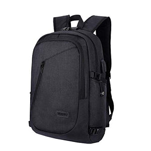 WAWJ Unisex Multiuso Antifurto Zaino con Porta USB, per PC Nero