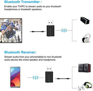 GNNMOY Adattatore Bluetooth USB, USB Trasmettitore Ricevitore type2