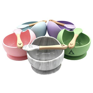 Piattino Pappa Svezzamento Set Con Ventosa Bimbo Bambini Prima Infanzia Blu - Ilgrandebazar