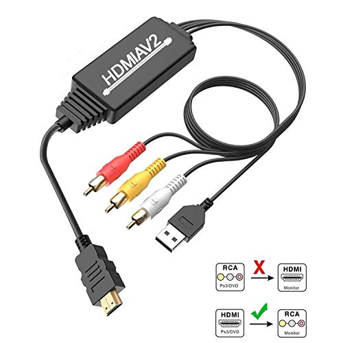 HDMI a RCA Convertitore Adattatore, da 1080P a AV 3RCA CVB Convertitore...