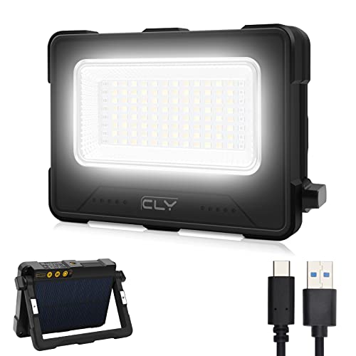 CLV Faro Luce LED Portatile 60W, Faro LED Ricaricabile USB & Solare co –