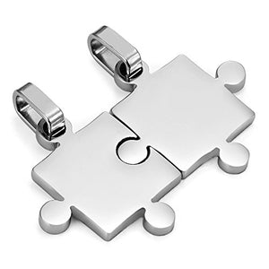 Set di collane con ciondoli a forma puzzle che si combinano Silver - Ilgrandebazar