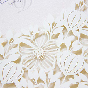 50 CARTE CONFEZIONE Partecipazioni matrimonio crema leggera taglio laser fai... - Ilgrandebazar