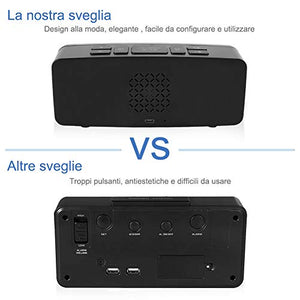 Yissvic Sveglia Digitale LED con Adattatore 6.3 Pollici Schermo Luminosità...
