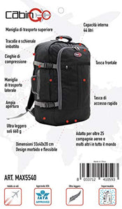 CABIN GO Zaino cod. MAX 5540 bagaglio a mano/cabina da MX5540, Nero/Grigio