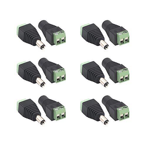 VCE 6 paia di connettori alimentazione DC maschio femmina 5,5 mm x 2,1 mm...