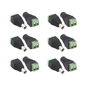 VCE 6 paia di connettori alimentazione DC maschio femmina 5,5 mm x 2,1 mm...