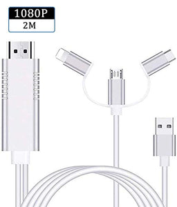 Ozvavzk Phone Cavo Adattatore a USB+Type c+Fulmine a HDMI 3 in 1