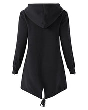 Carica l'immagine nel visualizzatore di Gallery, Kidsform Donna Felpe con Cappuccio Manica Lunga Scollo a V Top M, Y-nero - Ilgrandebazar