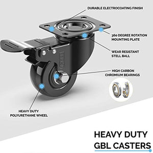 GBL - 4 Ruote Per Carrello 50mm | 200KG per mobili, Girevoli...