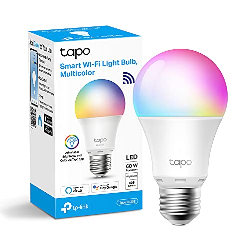 TP-Link Tapo L530E Lampadina WiFi Intelligente LED Smart Multicolore, E27, Compatibile con Alexa e Google Home, 806 lumen, 9W(Equivalente 60 W), Senza hub richiesto, Controllo Remoto tramite APP Tapo