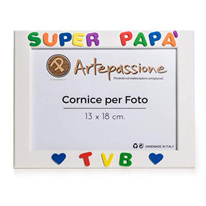 Cornici per Foto in Legno 13x18 con la Scritta"Super Papà TVB" e Decorata...