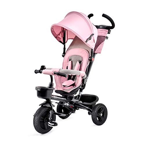 Kinderkraft Triciclo AVEO, Bici, Passeggino con Maniglione, Pieghevole, Rosa - Ilgrandebazar