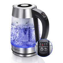 Carica l'immagine nel visualizzatore di Gallery, Aigostar Cris – Bollitore elettrico in vetro borosilicato, 2200W, 1,7 litri. Controllo della temperatura variabile, funzione di mantenimento caldo. Incluso un filtro staccabile, illuminazione a LED.