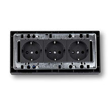 Carica l&#39;immagine nel visualizzatore di Gallery, Presa angolare montaggio 3 X Schuko nero, per cucina, ufficio, officina....
