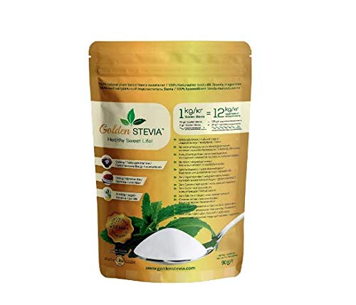 Dolcificante Golden Stevia pura in polvere 90g =1kg, sostituire lo zucchero,...