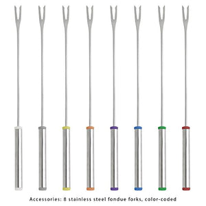 Clatronic 261704 Fonduta con 8 forchettine, Acciaio Inossidabile, Argento, XL - Ilgrandebazar