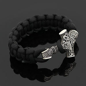 Black Paracord con martello di Thor Rune nodo amuleto Mjolnir esterna in... - Ilgrandebazar