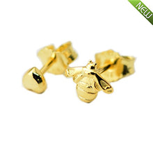 Carica l'immagine nel visualizzatore di Gallery, PANDOCCI Orecchini a Lobo in Argento 925 a Cuore e Ape Oro Giallo... - Ilgrandebazar