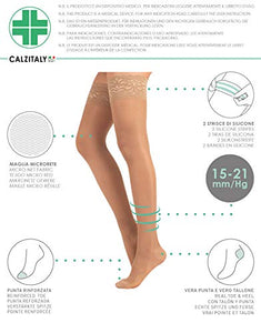 CALZITALY Calze Autoreggenti 140 Den Compressione Graduata Forte, L, Naturale - Ilgrandebazar