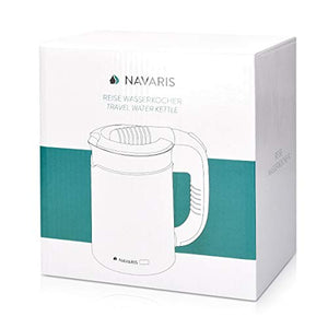 Navaris Mini Bollitore Acqua da Viaggio 0,5L - Boiler Piccolo Elettrico Nero