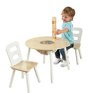 KidKraft 27027 Set Tavolo Rotondo con 2 Sedie, Legno, Naturale/Bianco - Ilgrandebazar