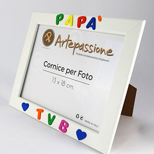 Cornici per foto in legno con la scritta Papà TVB e decorata cuoricini,... - Ilgrandebazar