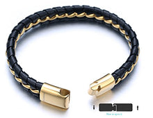 Carica l&#39;immagine nel visualizzatore di Gallery, Halukakah ● Onore ● Bracciale Uomo in Vera Pelle Cuoio con Catena Titanio... - Ilgrandebazar