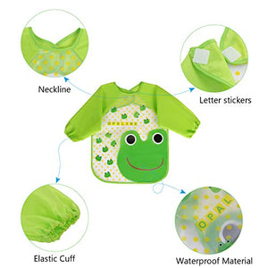 Vicloon Bavaglino a Manica,Set di 4 Bambini Impermeabile con 4PCS