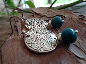 ✿ SEMI DI ASAI TURCHESE BOHO ETHNO MANDALA ✿ orecchini esotici - regalo...