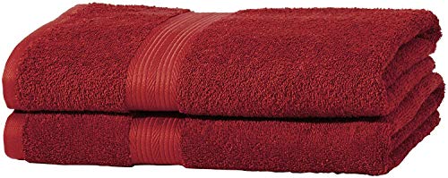 AmazonBasics - Set di 2 asciugamani da bagno che non sbiadiscono, Rosso - Ilgrandebazar