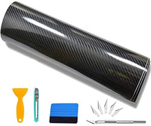 Carica l&#39;immagine nel visualizzatore di Gallery, CompraFun Pellicola Adesiva per Auto 6D, 300x30cm Pellicola Adesiva Fibra di Carbonio, Rivestimento Adesivo Nero Car Sticker, con Accessori, Fai da Te Decorativa Wrapping Auto e Moto