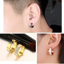 Carica l&#39;immagine nel visualizzatore di Gallery, Eleganti orecchini a cerchio, fatti a mano con strass, da d&#39;oro+argento+nero - Ilgrandebazar