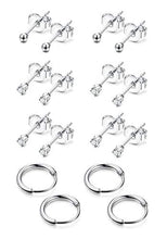 Carica l&#39;immagine nel visualizzatore di Gallery, Yadoca 8 Paia Orecchini in Acciaio inossidabile per Donne Uomini Argento-tone