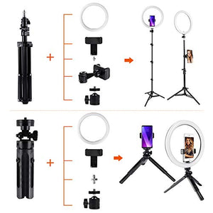 ICETEK - Luce ad anello con treppiede, 10 pollici, 3 colori di luce e 11...