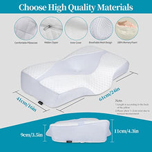 Carica l'immagine nel visualizzatore di Gallery, HOMCA Cuscino Cervicale Ergonomico Cuscino Ortopedico Memory Foam Sostenere Testa, Collo, Spalle, Federa Lavabile, 61 x 41 x 11/9cm