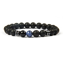 Carica l&#39;immagine nel visualizzatore di Gallery, GOOD.designs ® Bracciale con perle di lava nera o onice (per uomo e Blu - Ilgrandebazar