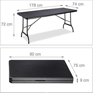 Maxx - Tavolo da giardino in plastica - pieghevole - Nero - Ilgrandebazar