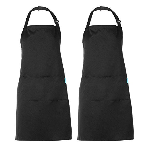Esonmus Grembiule regolabile da 2 pezzi con 2 tasche Grembiuli Cucina Nero