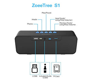 ZoeeTree S1 Altoparlante Bluetooth Portatili, Cassa con Audio Nero