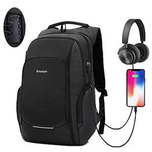 Xnuoyo Laptop Zaino Antifurto, 15,6 Pollici Resistente 15.6 inch, Nero