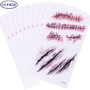 Chengzhi I Tatuaggi temporanei (10 Fogli) - Halloween Zombie Scars Tatuaggi... - Ilgrandebazar