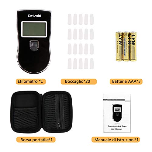 Drivaid Etilometro Portatile Digitale, Alcool Test Professionale con S –