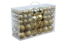 Carica l'immagine nel visualizzatore di Gallery, Regali di Natale Set di 100 palline di Natale - Decorazione - Infrangibile - Per interni ed esterni - Plastica - Ø3/4/6 cm - Opache, lucide, glitterate e aperte - Oro