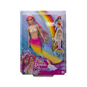 Barbie Dreamtopia Sirena Cambia Colore - Bambola con Look Arcobaleno - Corpetto con Dettagli Marini - Colori Neon Accesi - Regalo Bambini 3-7 Anni, GTF89