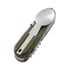 Carica l'immagine nel visualizzatore di Gallery, Set di posate da campeggio in acciaio inox pieghevole e portatile con...